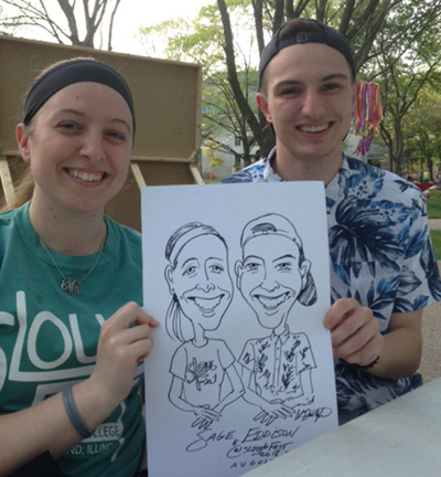 Caricature of two college students